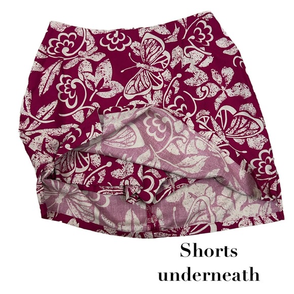 1990s Butterfly Floral Print Short Skirt with Shorts Underneath / size 6 P * - Picture 2 of 4